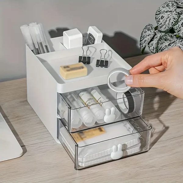 Rabbit Handle Clear Desk Organizer- Perfect For Pen ,makeup And Jewellery Etc
